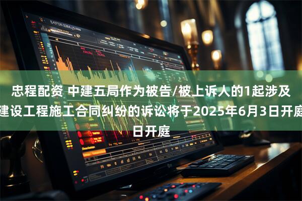 忠程配资 中建五局作为被告/被上诉人的1起涉及建设工程施工合同纠纷的诉讼将于2025年6月3日开庭