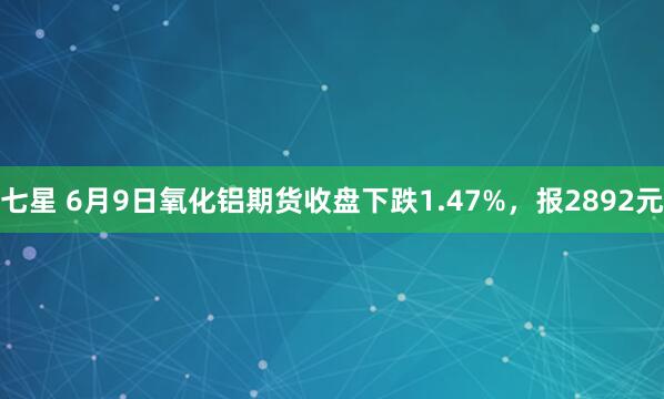 七星 6月9日氧化铝期货收盘下跌1.47%，报2892元